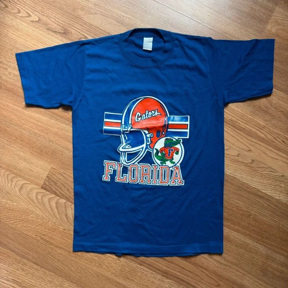 Vintage Florida Gators T Shirt Adult Small Blue Football Helmet Albert Gator